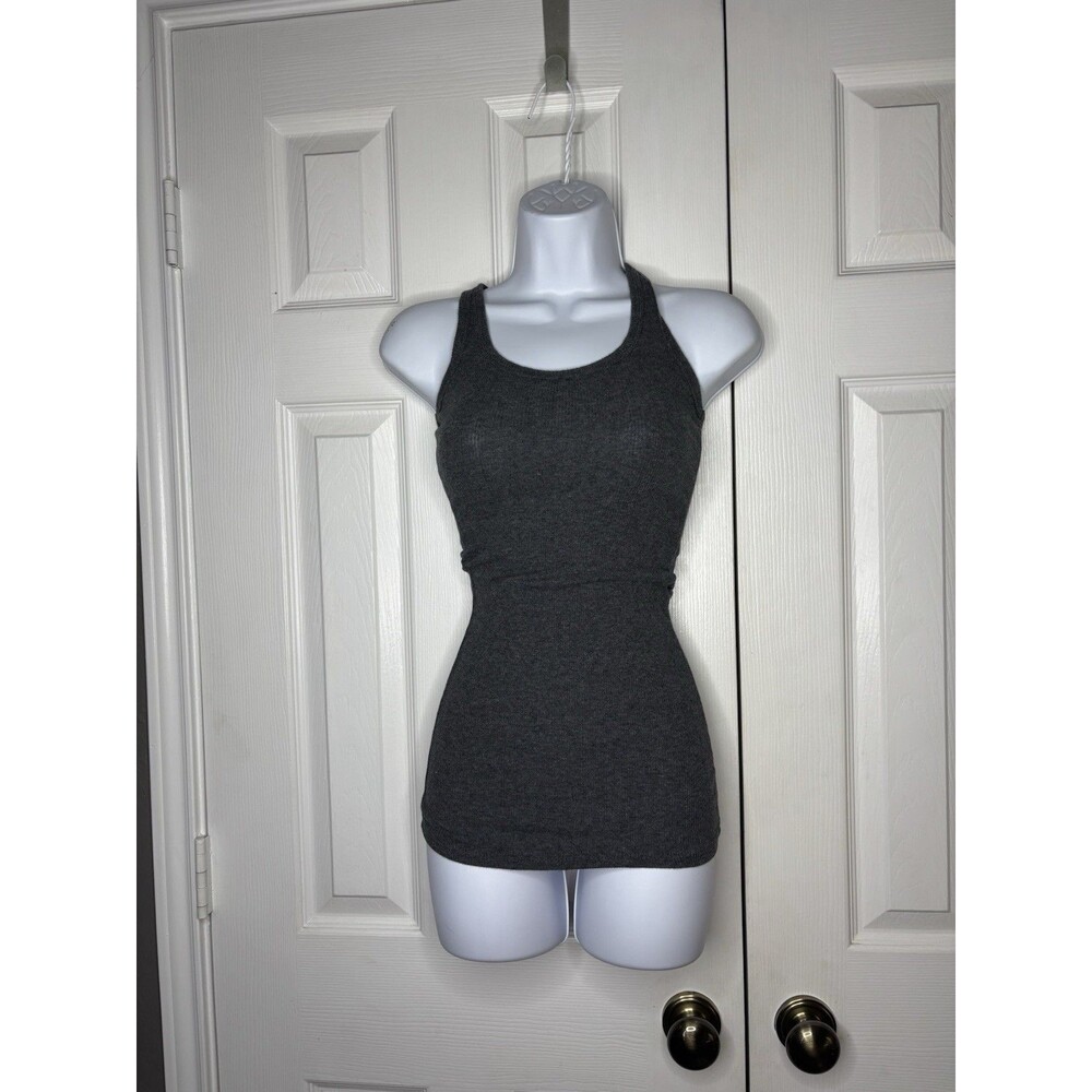 Size S Jo & Co Y2K Gray Ribbed Racerback Tank Top Fitted